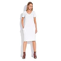 FUTURO FASHION® Women's Plain Dress Short Sleeve Knee Length Cotton Dress Plus Size