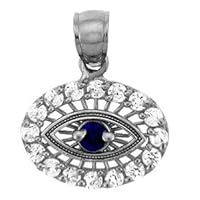 14K DIAMOND AND SAPPHIRE EVIL EYE NECKLACE IN YELLOW GOLD - Pendant/Necklace Option: Pendant With 18