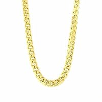 14K REAL Yellow Gold 4.00mm Shiny SOLID Diamond-Cut Round Franco Chain Necklace Or Bracelet for Pendants and Charms with Lobster-Claw Clasp (8.75