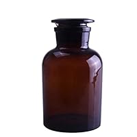 Lab Amber Glass Reagent Bottle,Wide Mouth,Brown Flask with Ground Stopper (500ml)