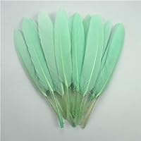 Zamihalaa 100Pcs/Lot 10-15cm/4-6inch Colored Duck Feathers for Crafts Natural Plumes for Needlework and Handicrafts DIY Holiday Decoration - Mint Green - M