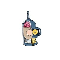 Cute Simpson Robot Anatomy Brain Enamel Pins Science Iron Robot Brooches Badge Backpack Lapel Brooch