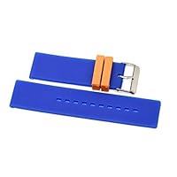 24MM Blue Orange Rubber Waterproof Sport Diver Watch Band Strap