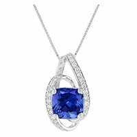 Navnita Jewellers 1.50 Ct Cushion Shape Blue Sapphire Fancy Pendent Necklace With 18