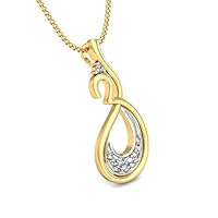 Certified 14K Gold OM Design Pendant in Round Natural Diamond (0.08 ct) with White/Yellow/Rose Gold Chain Religious Necklace for Women