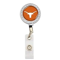 Woman's University of Texas Longhorns Crystal Bling Retractable ID Badge Holder with Belt Clip