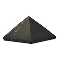Authentic Shungite Pyramid from Real Shungite Stones Shungite Crystal Pyramid Home Protection Room Decor Office Desk Decor Authentic Crystals Black Pyramid (Unpolished, 50 mm / 1.96