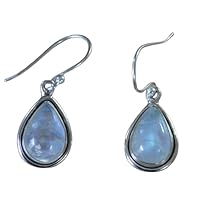 Natural Rainbow Pear Moonstone Dainty Dangle Earring 925 Sterling Silver Wedding gift Jewelry