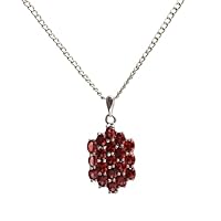 925 Sterling Silver Natural Red Garnet Gemstone Designer Pendant With Chain 925 Hallmarked Jewelry | Gifts For Women And Girls
