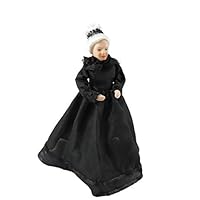 Melody Jane Dolls Houses Victorian Old Lady in Black Gown Porcelain Woman 1:12 People