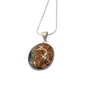 925 Sterling Silver Beautiful Multi Color Ocean Jasper Gemstone Pendant With Chain Jewelry