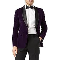 Men’s Soft Velvet Dinner Jacket Retro Tailored Fit Party Tuxedo Blazer Black Satin Shawl Lapels