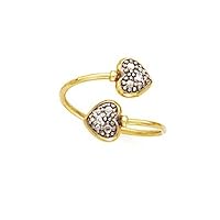 14k Two Tone Gold Diamond Double Love Hearts Toe Ring Jewelry Gifts for Women