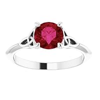 1 CT Trinity Ruby Engagement Ring 14K White Gold, Celtic Knot Ruby Ring, Irish Red Ruby Ring, July Birthstone Ring, 15 Anniversary ring For Her
