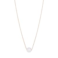 14k Rose Gold Pearl Solitaire Necklace 18 Inch Jewelry Gifts for Women