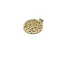 Crystal A++ Round Metal Pendant JI10 Copper Silver Gold Plated Triple Layer Egyptian Eye Flower of Life Pentacle