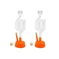 Twin Bubble Airlock with Universal Orange Carboy Cap - 2 Pack Bundle
