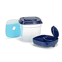 Fit & Fresh Deluxe Salad Set with Divided Tray for Toppings and Ice Pack, Standard, Navy