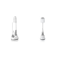 OXO Tot Water Bottle and Straw Cup Cleaning Set Brush Set - Gray & OXO Tot Bottle Brush with Nipple Cleaner and Stand - Gray