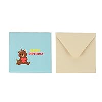 Pop Up Cartoon Bear Birthday Cards Paper Blank Inside 3D Pop Up Greeting Cards with Note Card and Envelope for Boy and Girl Friends 6x6Inch(15x15cm)