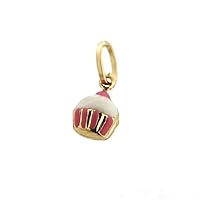 Amalia 18K Yellow Enamel Gold Cupcake Charm (5mm/11mm with Bail)