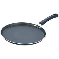 Pancake Pan Non Stick Crepe Pan, Chapati, Roti & Dosa Tawa for Induction Hob, Gas & Ceramic Stoves, Swiss Engineered Aluminium with Scratch Resistant Coating, 25cm, 4mm Thick, Black