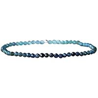 Unisex Bracelet 3.5mm Natural Gemstone Blue Green Tourmaline Round shape Faceted cut beads 7 inch stretchable bracelet for men & women. | STBR_02097