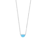 925 Sterling Silver 16 Inch + 2 Inch Rhodium Plated Simulated Opal Semicircle Necklace 16+2 Inch Lobster Jewelry for Women