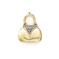 14k Yellow Gold Diamond Yellow Handbag Pendant Necklace Jewelry for Women