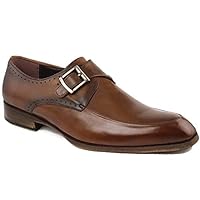 Handmade Men's Single Monk Strap Shoes in Brown Leather