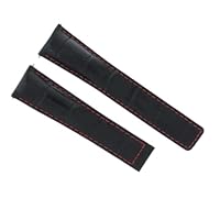 Ewatchparts 20MM LEATHER WATCH BAND COMPATIBLE WITH 20/16MM TAG MONZA WR2110 CR5110 FC5012 BLACK RED ST