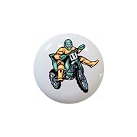 Design #06 - Motocross Dirt Bike Motorcycle - DECORATIVE Glossy CERAMIC Cupboard Cabinet PULLS Dresser Drawer KNOBS