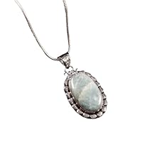 925 Sterling Silver Natural Amazonite Gemstone Pendant Christmas Gift Jewelry