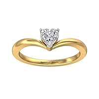 Gold Diamond Heart Shape Engagement Ring