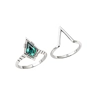 1 CT Antique Kite Shaped Emerald Engagement Ring Set For Women Kite Cut Emerald Wedding Ring Set Vintage Emerald Bridal Anniversary Ring Set