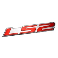 LS2 Embossed RED on Highly Polished Silver Real Aluminum Auto Emblem Badge Nameplate