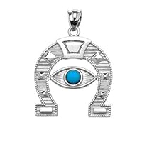 WHITE GOLD EVIL EYE PROTECTION HORSE SHOE GOOD LUCK PEDANT NECKLACE - Gold Purity:: 14K, Pendant/Necklace Option: Pendant With 20