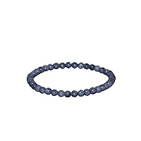 Natural Sapphire  Gemstone round 4mm smooth 7inch Beads Stretchble bracelet crystal healing energy stone bracelet for Women & Men Adjustable Size