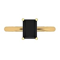 1.65ct Radiant Cut Solitaire Genuine Natural Black Onyx Proposal Wedding Bridal Designer Anniversary Ring 14k Yellow Gold