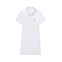 Summer Women's Pure Cotton Breathable Short Sleeve Lapel Collar Tennis Polo Dress Sports Casual Shirt Golf Dress