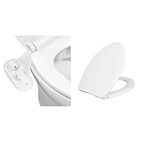 LUXE Bidet NEO 320 Plus – Next-Generation Warm Water Bidet Toilet Seat Attachment (White) & Luxe TS1008E Elongated Comfort Fit Toilet Seat with Slow Close, Quick Release Hinges (White)