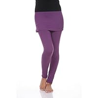 White Mark Skirted Cotton Leggings, 202-Purple - Extra Large Multicoloured