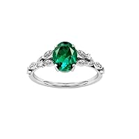 2 CT Antique Emerald Engagement Ring For Women 14k Rose Gold Emerald Bridal Ring Vintage Emerald Leaf Style Wedding Ring Unique Anniversary Ring