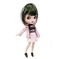 Shiny Pink Coat with Hoodie Fashion Set 4 pcs Clothes for 12 inch Doll 30 cm Doll 1/6 bjd Doll Blyth Doll