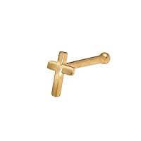14k Real Gold Beveled Cross Nose Stud - 20g nose ring - nose piercings - nose rings studs - hypoallergenic nose studs