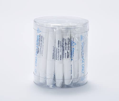 Viscot 1440-30 Mini Regular Tip White EZ Removable Ink Markers- 30 Count- Medical Grade Skin Pen- Latex Free, FDA Registered, Designed for Marking Piercing Sites & Non-Surgical Aesthetic Procedures