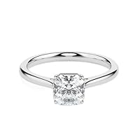 Siyaa Gems 1.80 CT Asscher Moissanite Engagement Ring Colorless Wedding Bridal Solitaire Halo Bazel Style Solid Sterling Silver 10K 14K 18K Solid Gold Promise Ring Gift