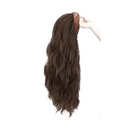 22' Long Wavy Curly Wig with band for Hair Loss for Woman HighTemperature Fiber Machine Made Long Straight Half Wigs for Girls (Dark brown,55cm/22inch Straight)