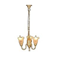 Melody Jane Dollhouse 3 Arm Chandelier Frosted Tulip Shades Up Miniature Electric Light