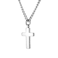 Shields of Strength Mens Stainless Steel Always Cross Necklace Matthew 28:20 Simple Eloquent Design Any Occasion Reminder Faithful Love Mercy Inspiring